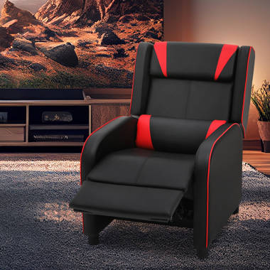 Latitude Run PU Leather Adjustable Gaming Recliner Chair Massage